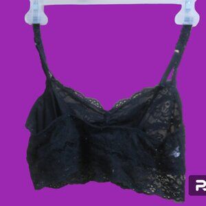 PINK Victoria's Secret lace bralette bra lacey in black size large .